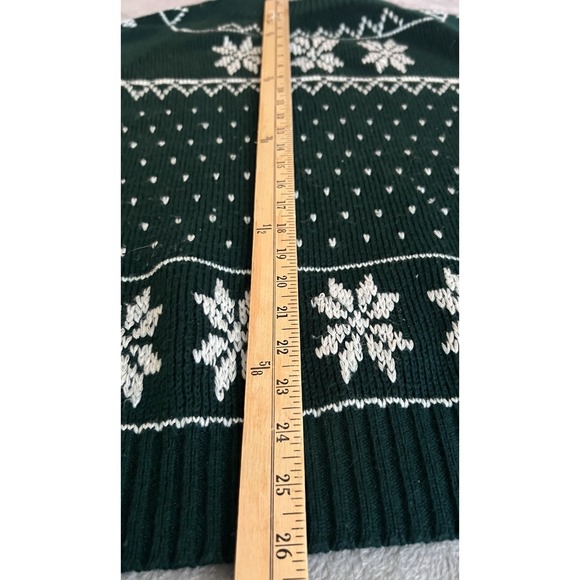 Vintage JCPenney Women Green Snowflake Ugly Christmas Sweater Size Large - Picture 8 of 8